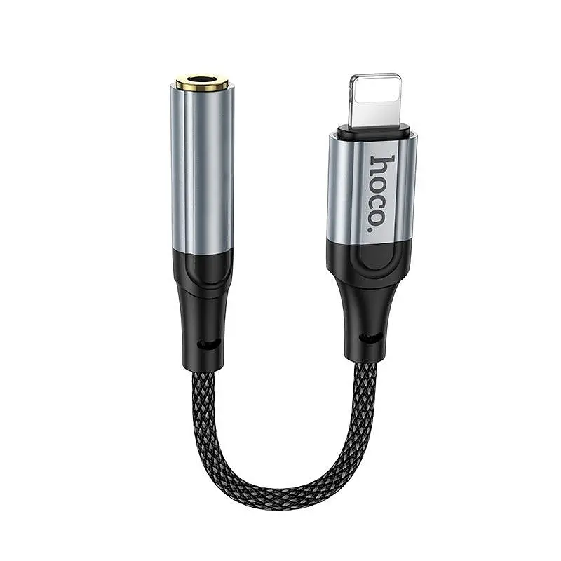 Перехідник Hoco LS36A Lightning to 3.5mm digital audio converter 12см космічний сірий