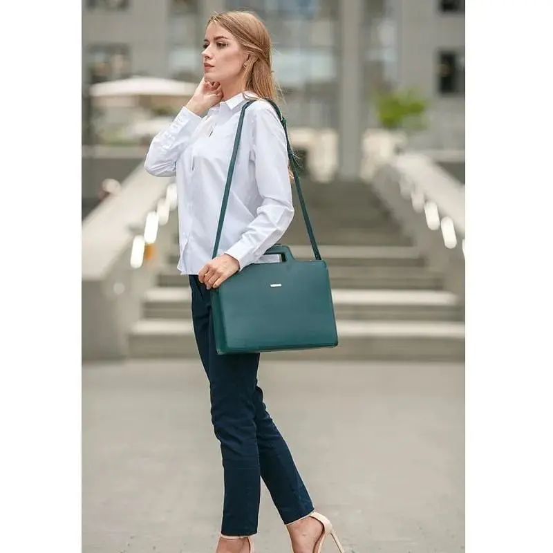 Сумка для ноутбука та документів BlankNote Жіноча шкіряна 15 Dark Green (BN-BAG-36-malachite) - фото 8