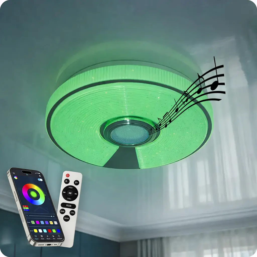 Люстра світлодіодна 517 Dlight RGB з пультом і колонкою 45Вт Білий (02171)