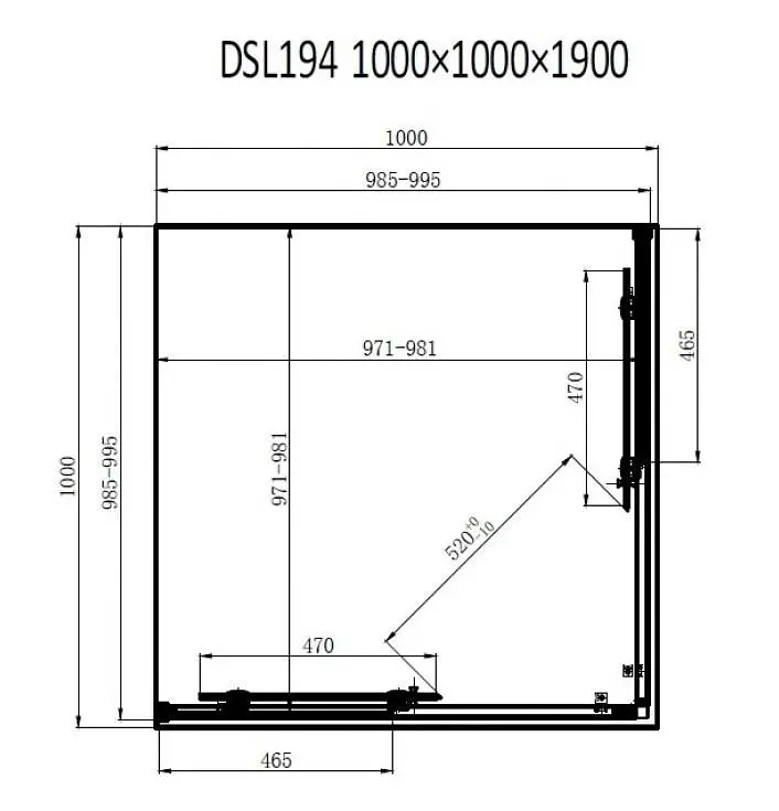 Душова кабіна Dusel DSL194B Black Matt 1000x1000x1900, Чорний матовий, Універсальна, прозрачний, Чорний матовий, 100x100 - фото 4