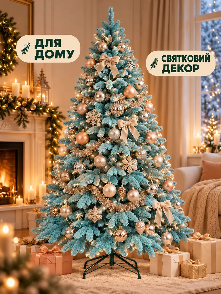 Лита штучна ялинка YaLINKA PB18 Смерека 180 см на металевій підставці, блакитна (49676450) - фото 8
