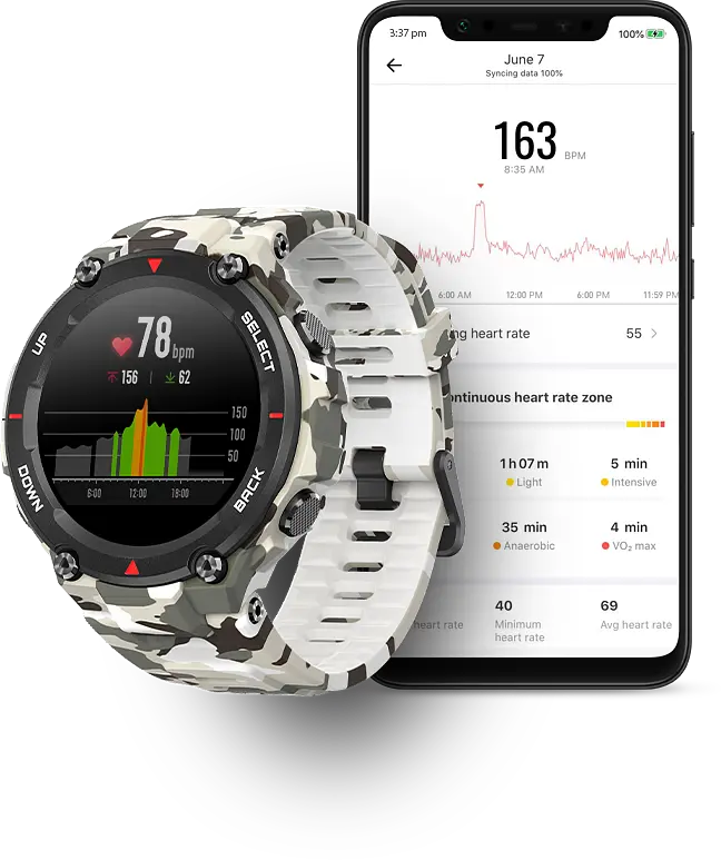 Смарт-годинник Amazfit T-Rex Camo Green захищений водонепроникний - фото 6