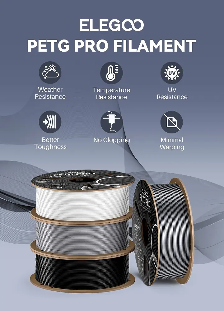Пластик (Filament) ELEGOO PETG PRO 1кг, 1.75мм, чорний - фото 2