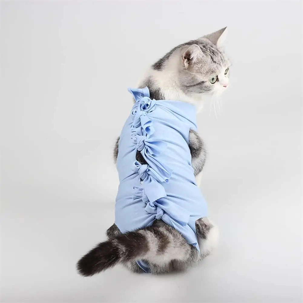 Одяг для котів після операції Holley Bow-knots Blue M - фото 3