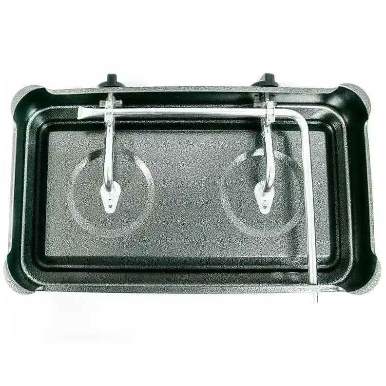 Настільна газова плита двокнфоркова Domotec MS-6602 0,54 кВт х2 Сіра - фото 7