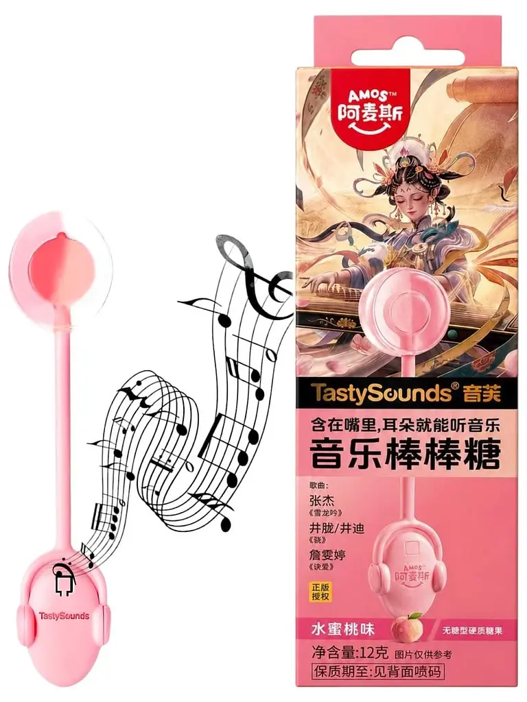 Льодяник Amos Tasty Sounds Audio Lollipop Peach Flavor 12г - фото 4