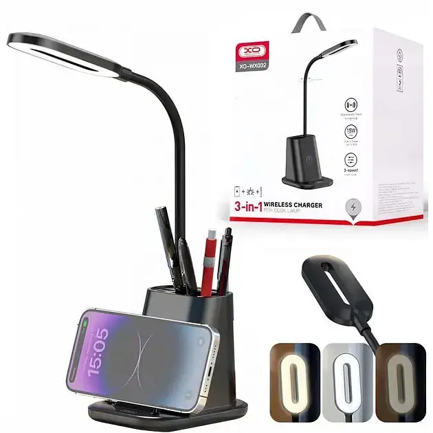 Лампа настільна із зарядкою XO WX032 (pen holder + desk lamp + wireless charger) 3 in 1 - фото 4