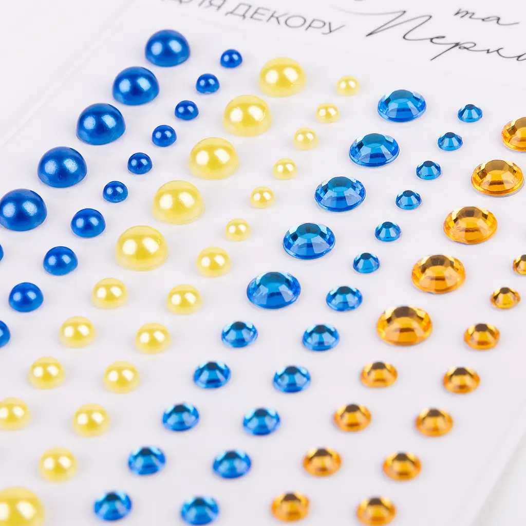 Набор страз и жемчужин Santi Gold and blue с клейким слоем 136 шт. (742523) - фото 2