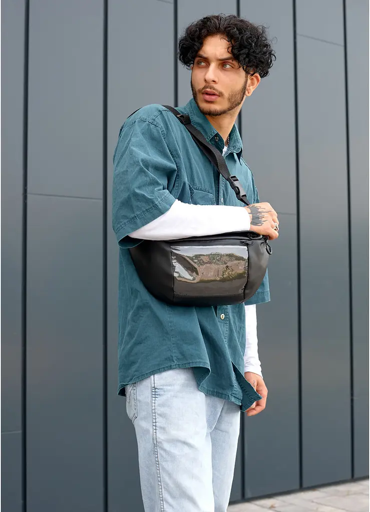 Мужская сумка бананка Sambag Dynamicdart черная 38 × 21 × 7 см (80461001m) - фото 5