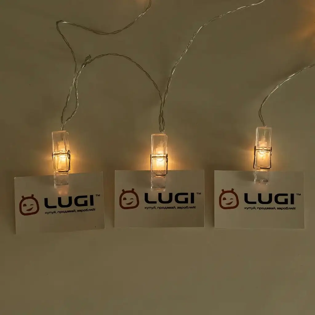 Гирлянда-нить GarlandoPro Прищепки 20 LED длина 5 м, теплый белый (A65) - фото 7