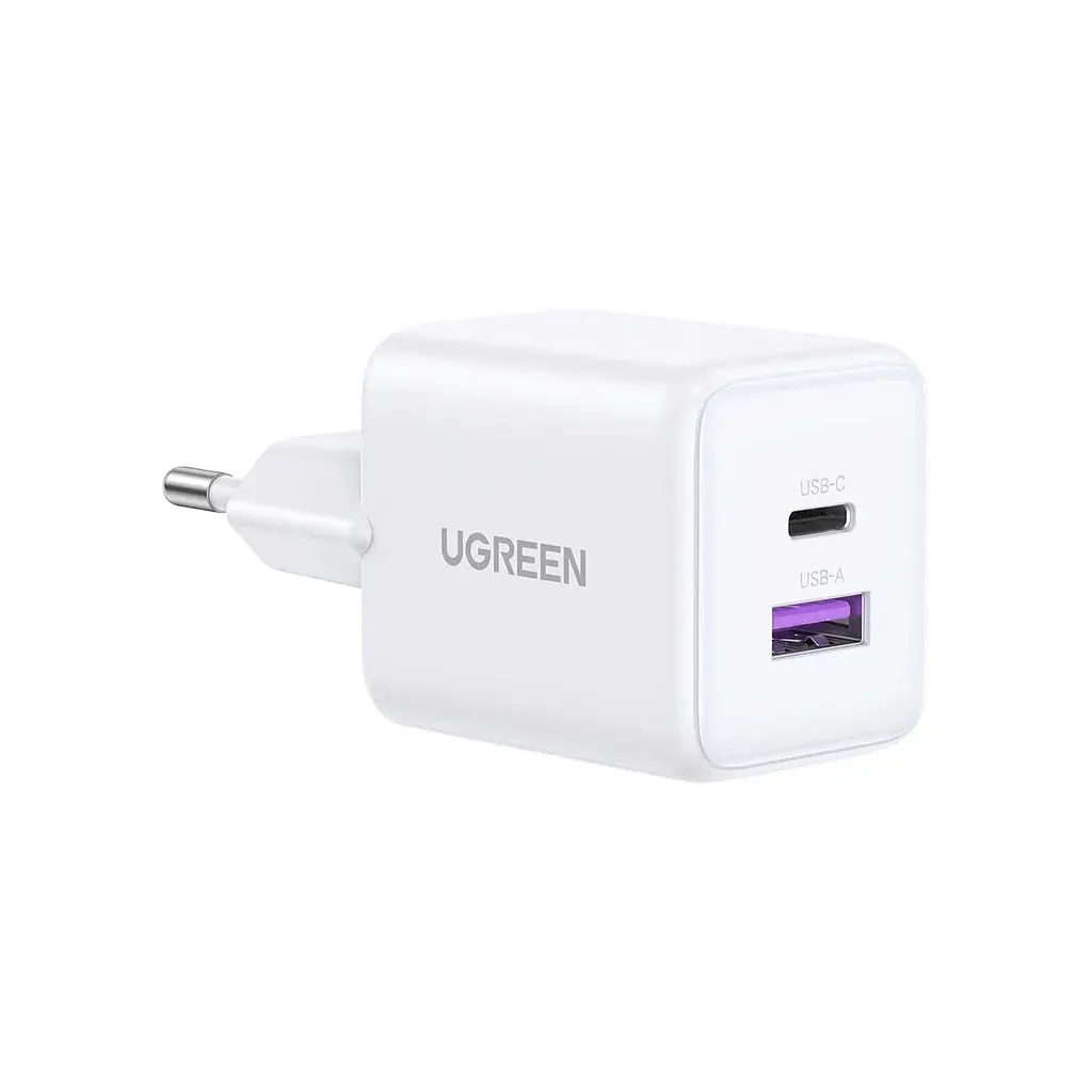 Зарядний пристрій Ugreen USB + USB-C GaN 30 Вт X516 білий (65015)