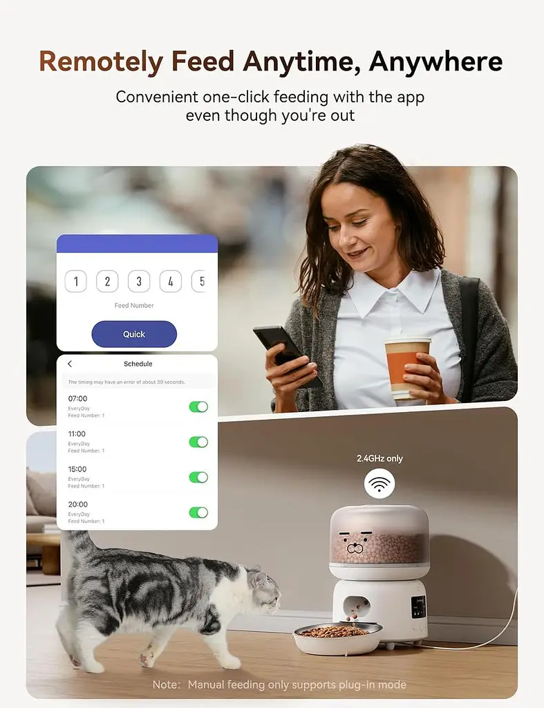Автоматична Wi-Fi годівниця FeelNeedy 3 л для котів із керуванням через застосунок - фото 5
