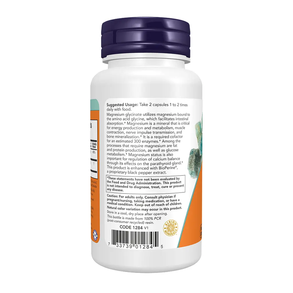 Магній Now Foods (Glycinate with BioPerine) - 60 веганських капсул - фото 3
