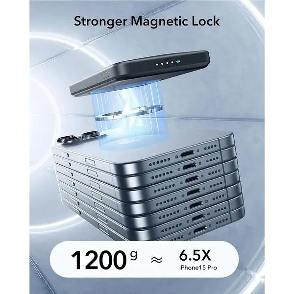 Портативний зарядний пристрій ESR MagSafe з сертифікатом Qi2 ємність 10 000 мАг при 15 Вт швидке заряджання світлодіодний дисплей - фото 7
