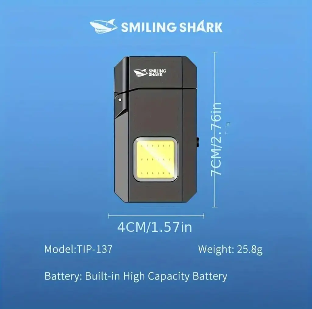 Перезаряджуваний ліхтарик-запальничка SMILING SHARK TIP-137 COB, надяскравий, з зарядкою Type-C, кишеньковий - фото 7