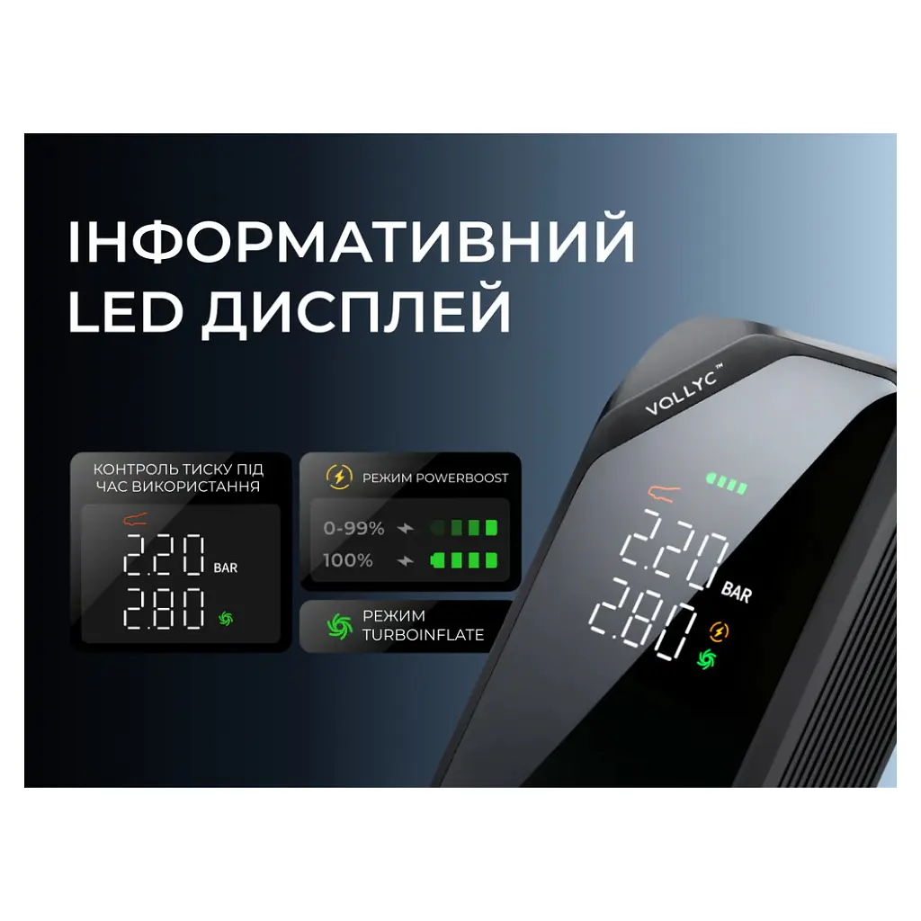 Велосипедний насос Vollyc Evo Tire Pump by Flextail, 150 PSI, 1500 mAh (6975755966946) - фото 3
