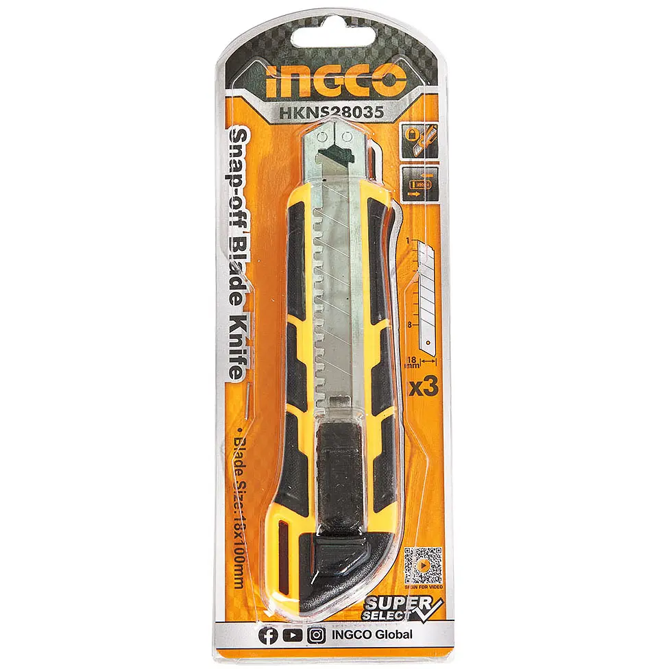 Ніж з сегментованим лезом Ingco Super Select 18 мм 3 леза SK5 (HKNS28035) - фото 3