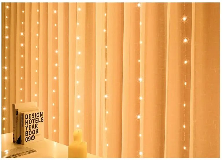 Гирлянда штора LED Star Sun Lamp большие капли росы 3х2.5 метра 200 led c пультом - фото 7
