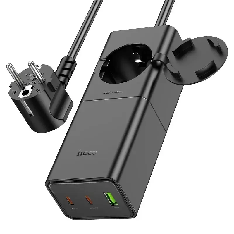 Мережевий подовжувач Hoco NS4 Sharp PD65W (2C1A) Desktop Socket Black - фото 2