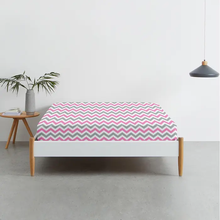 Простирадло на резинці Cosas Grey Zigzag 180х200х20 см (ZigGreyRose_180x200x20) - фото 2
