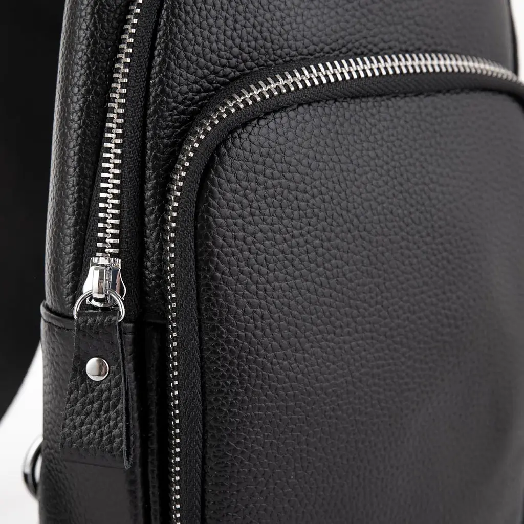 Шкіряний чорний слінг через плече Tiding Bag A25F-5058A - фото 2