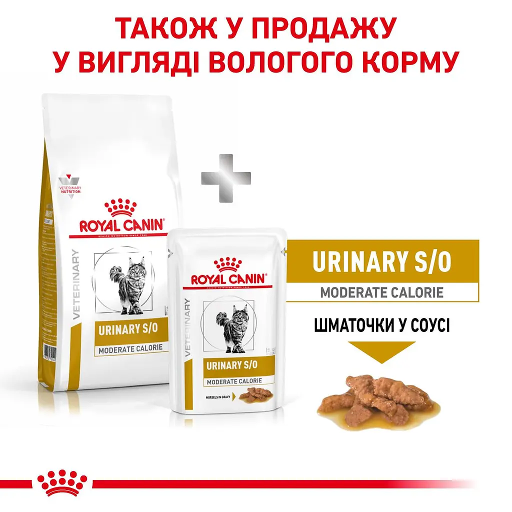 Сухий корм для дорослих кішок схильних до набору зайвої ваги з профілактикою захворювань сечовидільної системи Royal Canin Urinary S/O Moderate Calorie Cat, 1,5 кг - фото 2