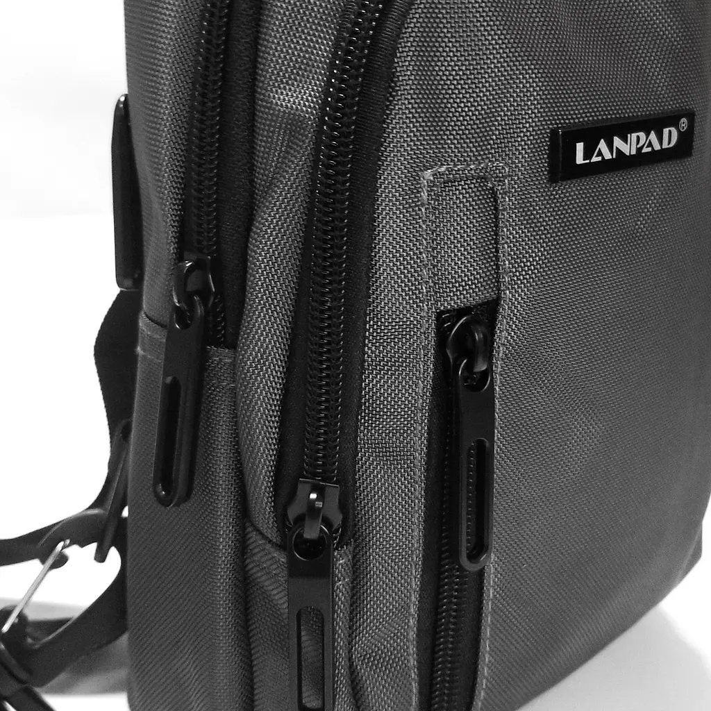 Сумка через плече Lanpad 17х27х9 см нейлонова з переставним ременем Сірий - фото 6