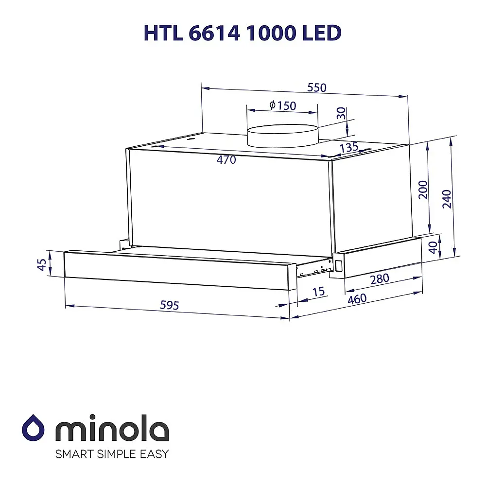 Витяжка телескопічна MINOLA HTL 6614 WH 1000 LED - фото 12