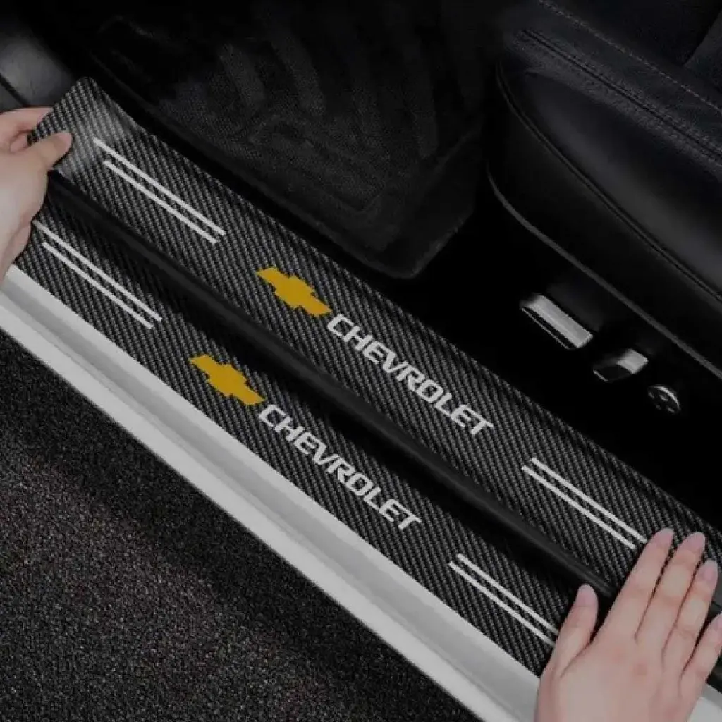 Захисна плівка накладка на пороги для Chevrolet Чорний Карбон 4 шт - фото 6