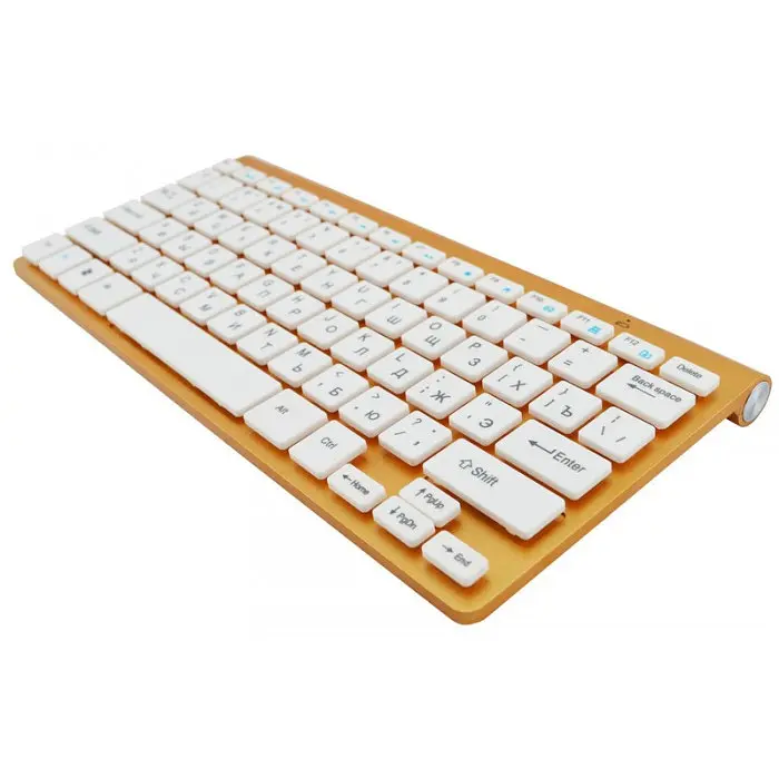 Бездротова російська клавіатура mini та миша keyboard 908 + приймач Золота - фото 4