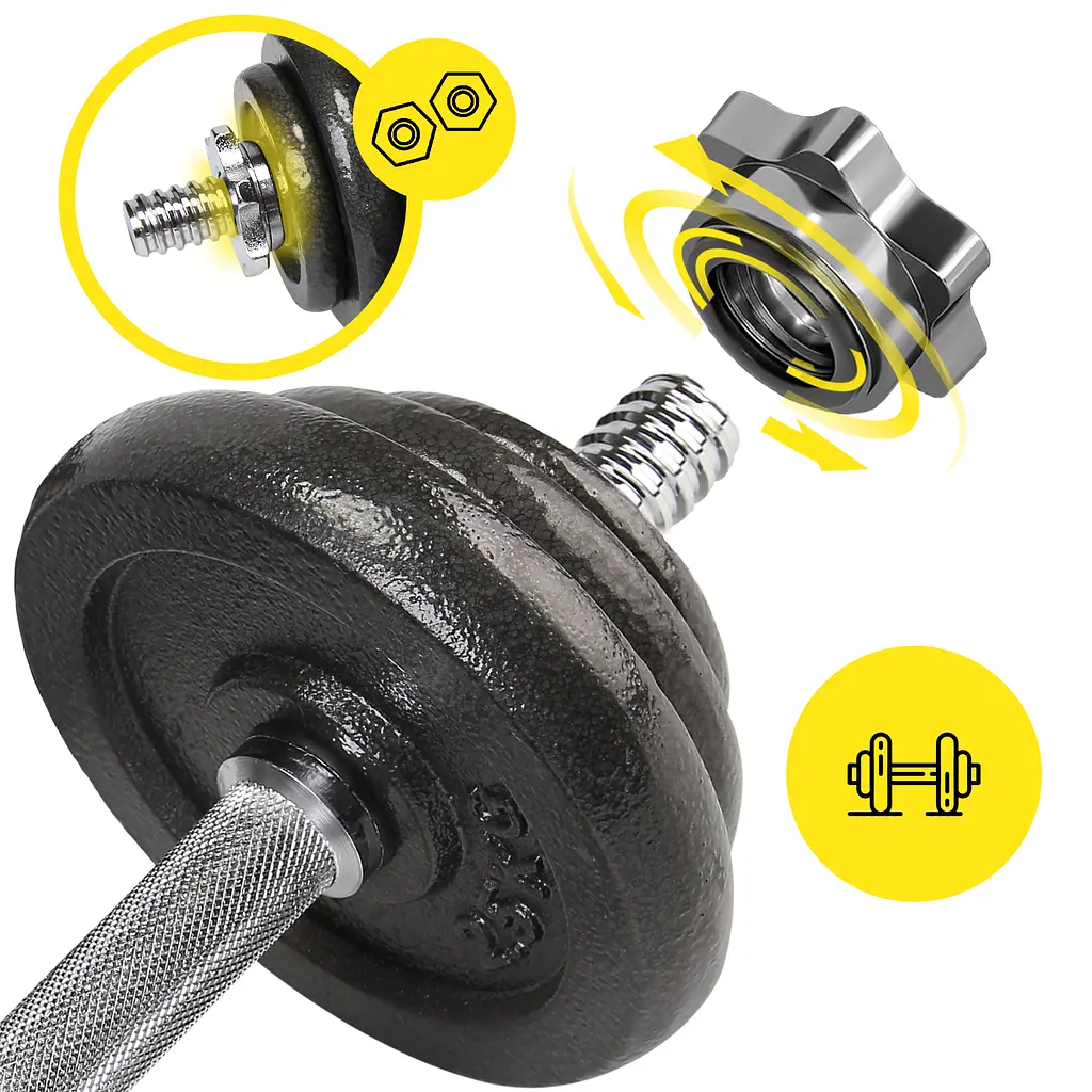 Гантелі металеві Cornix 2 x 10 кг набірні, в кейсі Black XR-0441 - фото 8