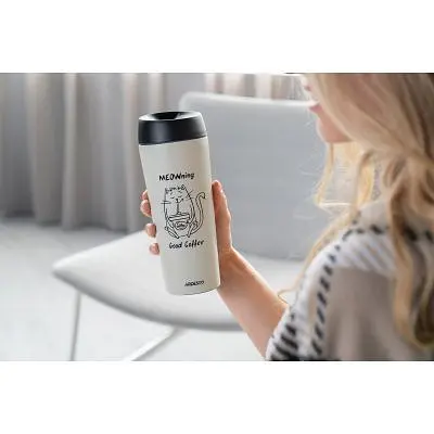 Термокружка Ardesto Coffee Тime Meowning 450 мл Бежева (AR2645WC) - фото 2