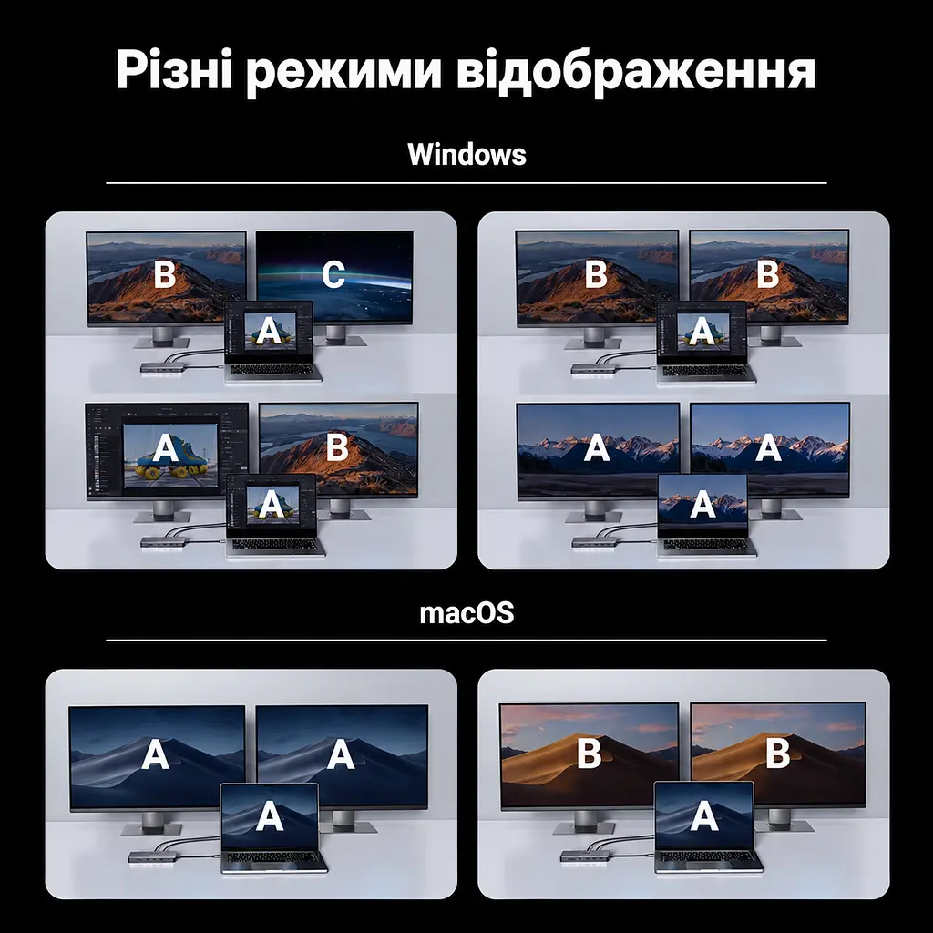Док-станція USB-C UGREEN Revodok Pro CM681 11 в 1 2 HDMI сірий (15965) - фото 4