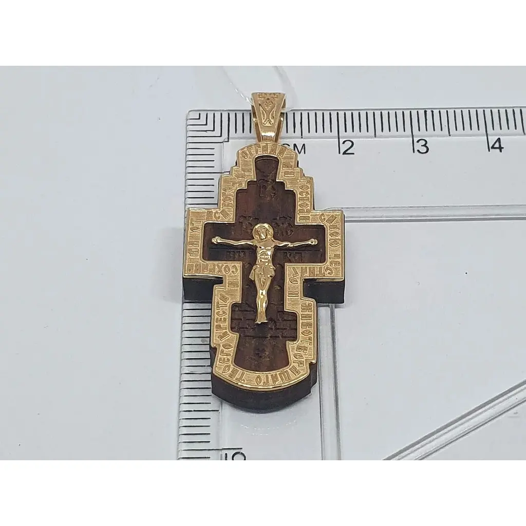 Золотий хрестик Золотий Вік з деревом. Розп'яття Христа. 32080/01/0 - фото 4