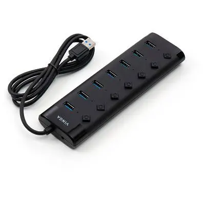 Концентратор Vinga USB3.0 to 7*USB3.0 1m cable with Switch and Power Adapter (VHA3A7B) - фото 4