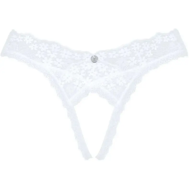 Мереживні танга Obsessive Heavenlly crotchless Thong XS/S, з доступом - фото 5
