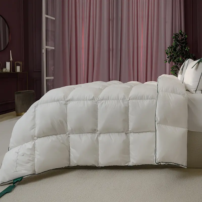 Одеяло пуховое MirSon Imperial Delight, демисезонное, 205х172 см, белое с зеленым кантом - фото 4
