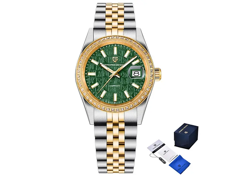 Наручний годинник чоловічий PD-1794M Silver-Gold-Green Pagani Design acs0031239 - фото 2