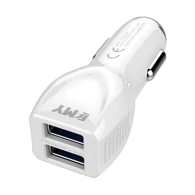 Автомобільний зарядний пристрій EMY MY112 2in1 АЗП з кабелем iPhone DC12-24V, 2.4 А, 5V/12W - фото 3