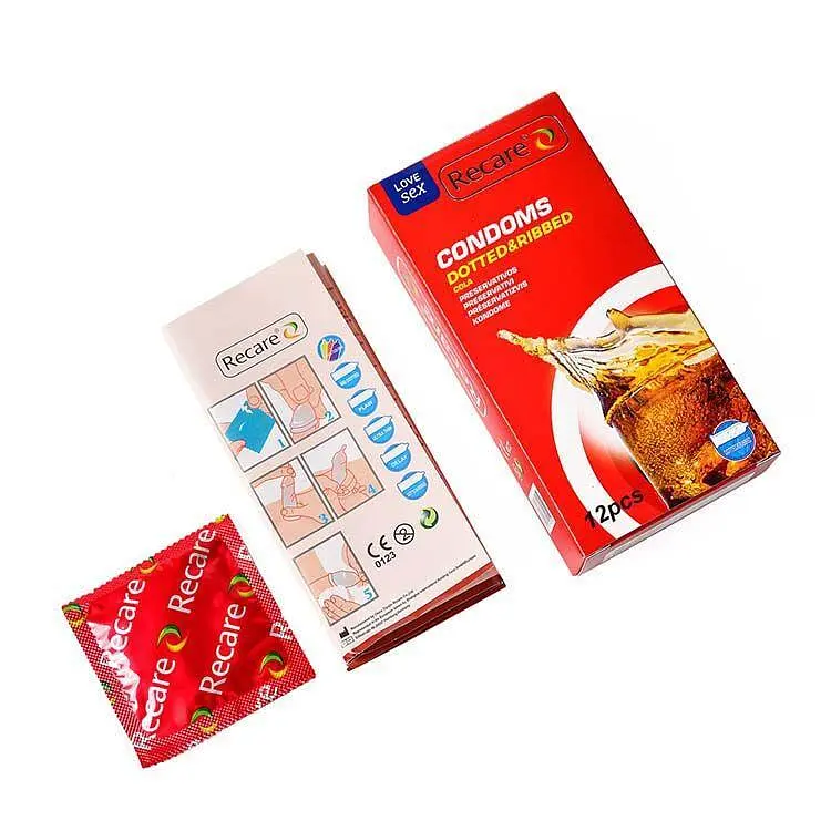 Презервативи Recare Cola Dotted&Ribbed Condoms 12 шт, з пухирцями та ребрами, аромат: Кола - фото 3