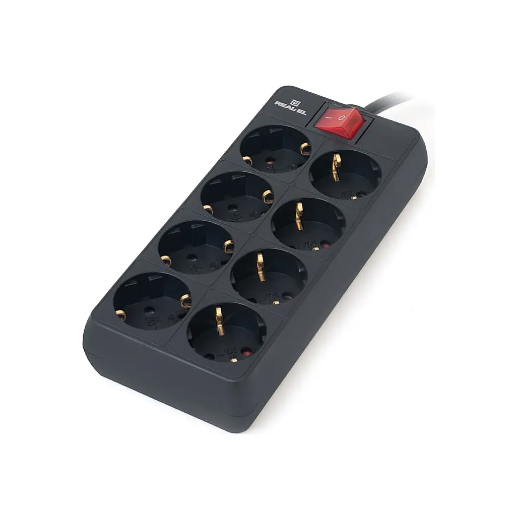 Мережевий фільтр живлення REAL-EL RS-8 Protect 5m, black (EL122300024) - фото 2