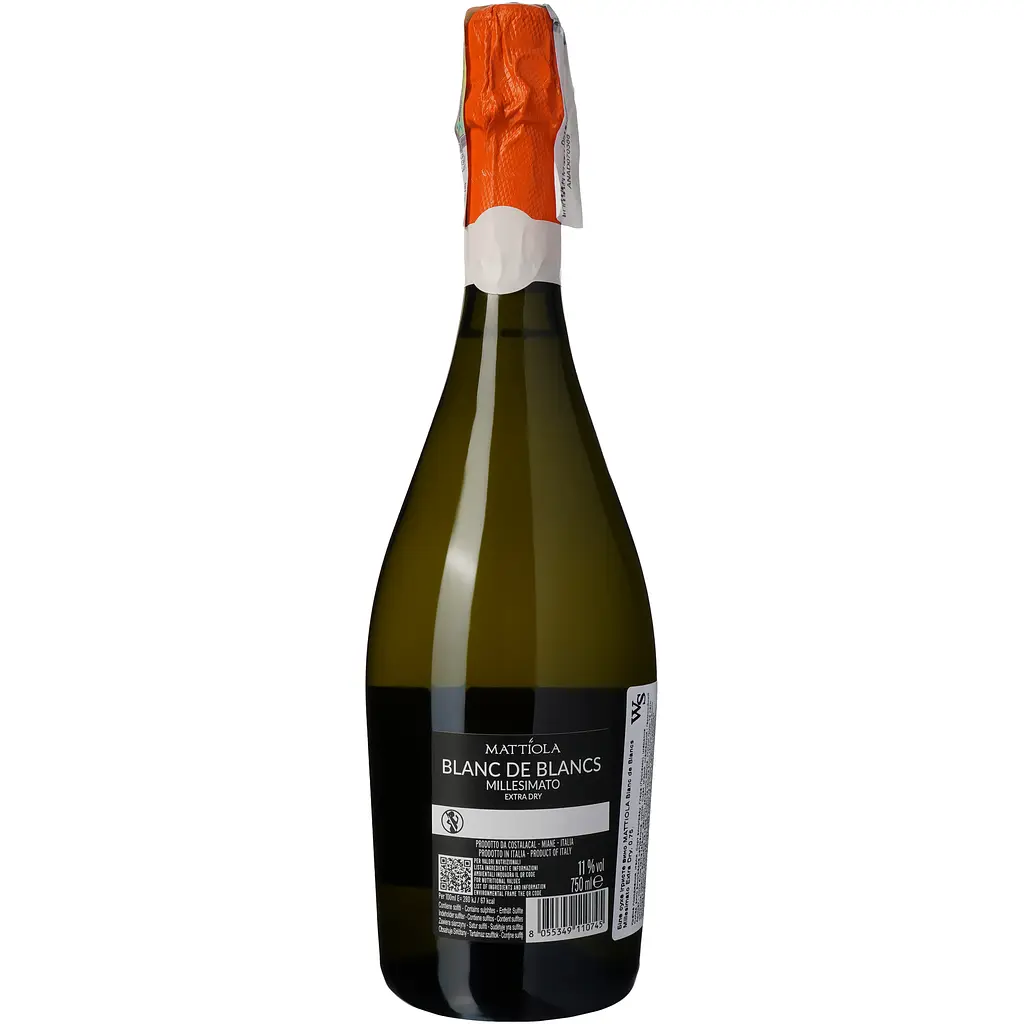 Ігристе вино Mattiola Blanc de Blancs Spumante Millesimato Extra dry 11% 0.75 л - фото 3