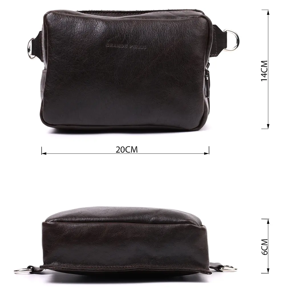 Чоловіча шкіряна сумка GRANDE PELLE 20,5х14,5х6,5 см sum0026532 - фото 2