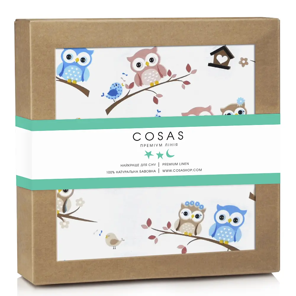 Багаторазова непромокаюча пелюшка 70х120 BEIGE OWLS COSAS (4822052053621)