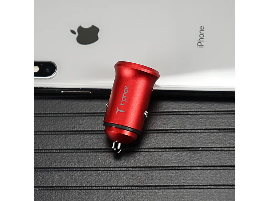 Автомобильное зарядное устройство T-PHOX Zega 3.1A Dual USB red - фото 3