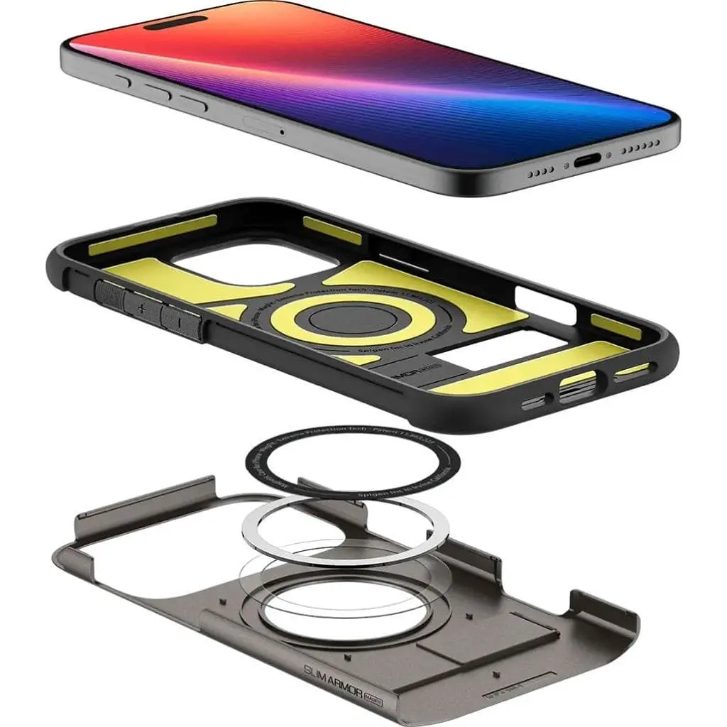 Оригинальный противоударный чехол Spigen Slim Armor (MagFit) MagSafe для iPhone 16 Pro Max Gunmetal ACS08033 - фото 7