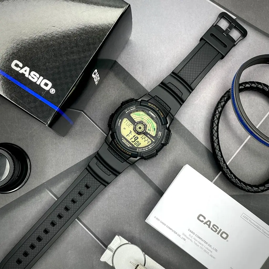 Чоловічий годинник Casio AE-1100W-1B Чорний ( AT1141-0284 ) - фото 2
