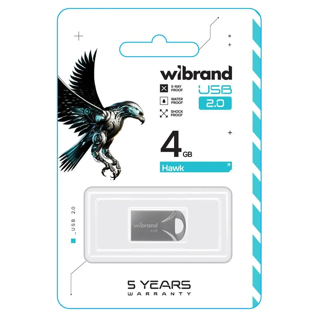 Flash Wibrand USB 2.0 Hawk 4Gb Silver - фото 2