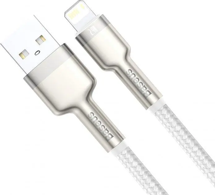 Кабель Baseus Cafule Metal Series Data Cable USB to Lightning 2.4A 1m CALJK-A02 White - фото 7