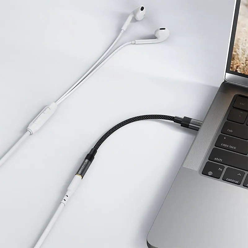Перехідник USB-C 3.5 mm 15cm audio converter J12 Acefast чорний - фото 6